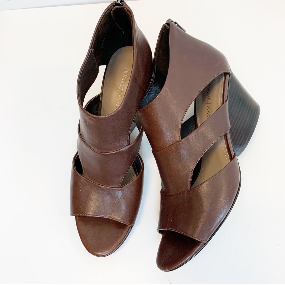 Donald J. Pliner Brown Leather Cutout Wedge Sandals